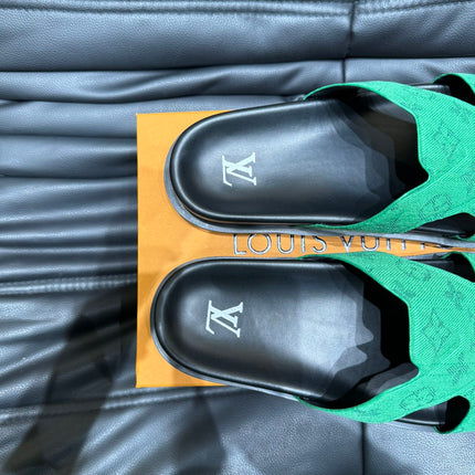 LV OASIS MULE IN EMERALD GREEN MONOGRAM JACQUARD