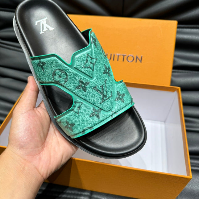 LV OASIS MULE IN SEA GREEN MONOGRAM CALFSKIN