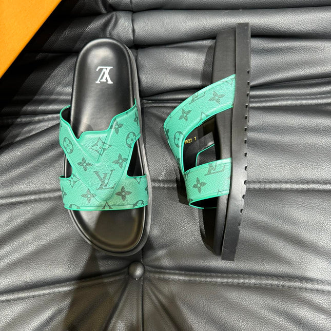 LV OASIS MULE IN SEA GREEN MONOGRAM CALFSKIN