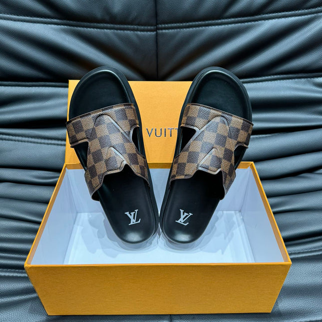LV OASIS MULE IN CHOCOLATE BROWN DAMIER CALFSKIN
