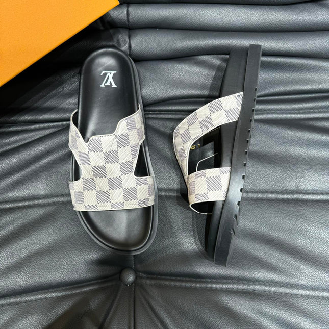 LV OASIS MULE IN WHITE DAMIER CALFSKIN