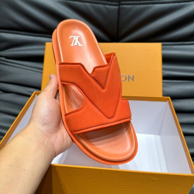LV OASIS MULE IN CARROT ORANGE SUEDE CALFSKIN