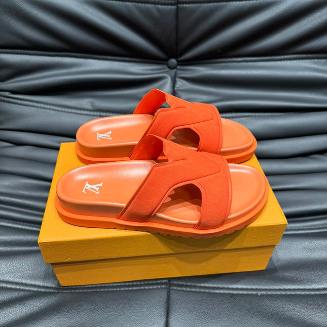 LV OASIS MULE IN CARROT ORANGE SUEDE CALFSKIN