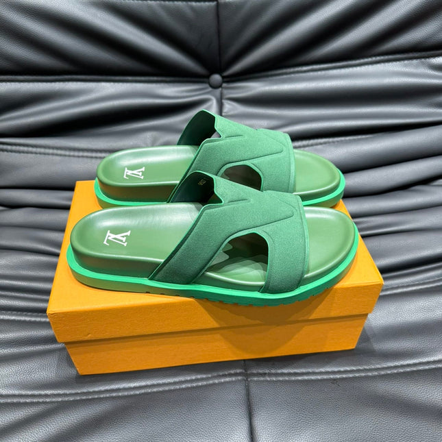 LV OASIS MULE IN DARK GREEN SUEDE CALFSKIN