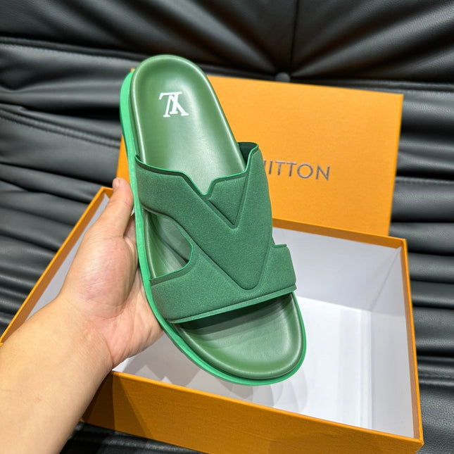 LV OASIS MULE IN DARK GREEN SUEDE CALFSKIN