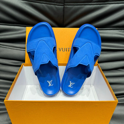LV OASIS MULE IN COBALT BLUE SUEDE CALFSKIN