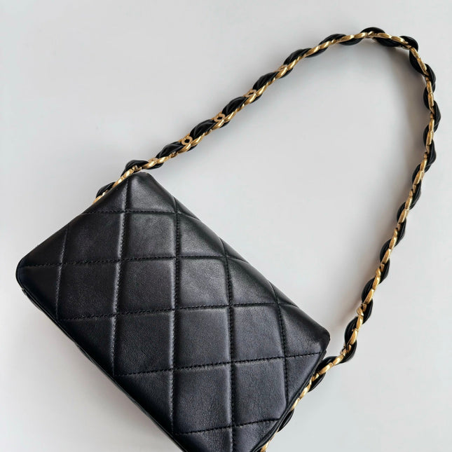 CHANEL 25S FLAP BAG 20 CM IN BLACK LAMBSKIN WITH GOLD HARDWARE
