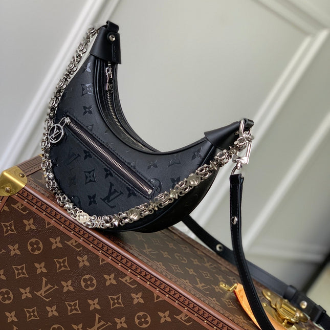 LOOP HOBO 23 IN BLACK MONOGRAM EMPREINTE CALFSKIN EMBOSSED LOGO