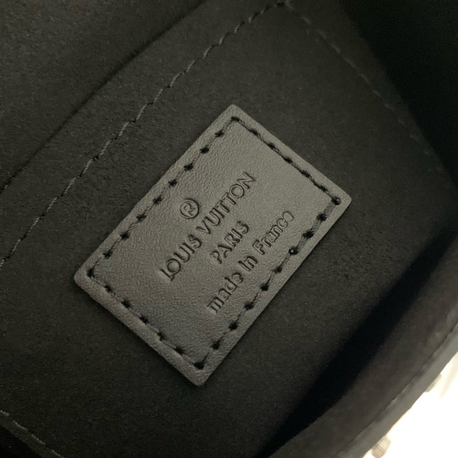CAMERA BOX BAG 17 IN BLACK MONOGRAM EMBOSSED CALFSKIN SILVER CHAIN