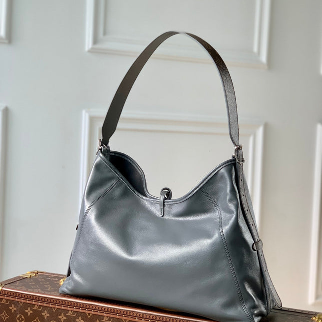 CARRYALL DARK 39 IN GREY LAMBSKIN BROWN MONOGRAM TAG