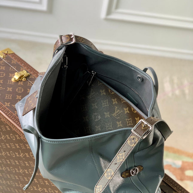 CARRYALL DARK 39 IN GREY LAMBSKIN BROWN MONOGRAM TAG