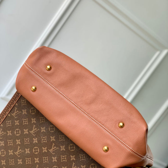 LOW KEY CABAS MM BAG 47 IN TAWNY BROWN GRAINED CALFSKIN