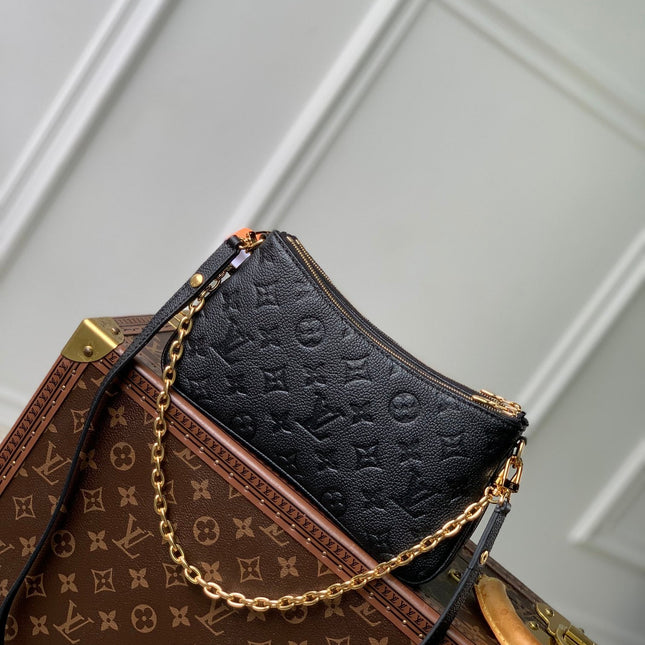 LIV POCHETTE BAG 24 IN BLACK MONOGRAM EMPREINTE LEATHER
