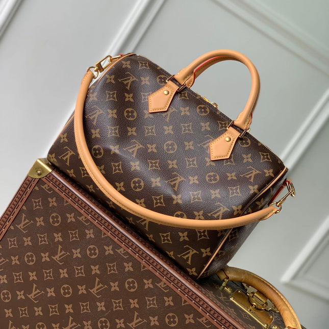 SPEEDY 30 SOFT CRAFTY IN BROWN MONOGRAM CALFSKIN RED TAG