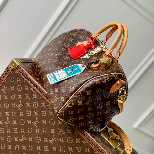 SPEEDY 30 SOFT CRAFTY IN BROWN MONOGRAM CALFSKIN RED TAG