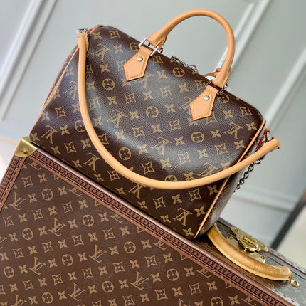 SPEEDY SOFT CRAFTY 30 IN BROWN LV MONOGRAM CALFSKIN RED TAG