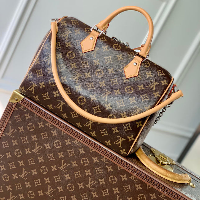 SPEEDY SOFT CRAFTY 30 IN BROWN LV MONOGRAM CALFSKIN RED TAG