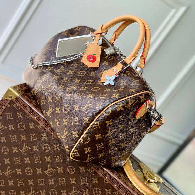 SPEEDY SOFT CRAFTY 30 IN BROWN LV MONOGRAM CALFSKIN RED TAG