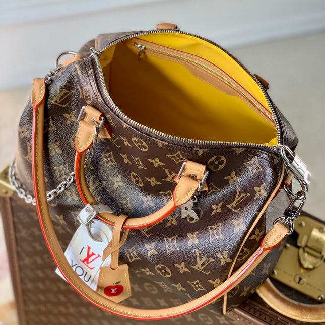SPEEDY SOFT CRAFTY 30 IN BROWN LV MONOGRAM CALFSKIN RED TAG