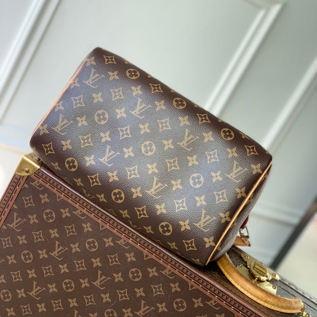 SPEEDY SOFT CRAFTY 30 IN BROWN LV MONOGRAM CALFSKIN RED TAG