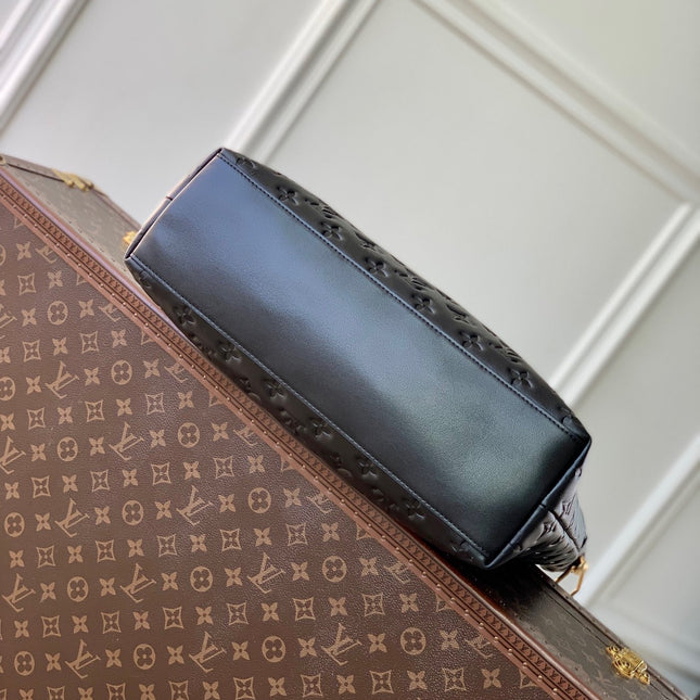 COUSSIN MM 38 IN BLACK MONOGRAM EMBOSSED CALFSKIN GOLD HARDWARE