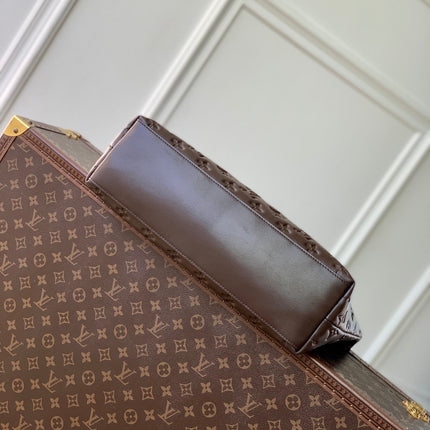 COUSSIN MM 38 IN CHOCOLATE MONOGRAM EMBOSSED CALFSKIN GOLD HARDWARE