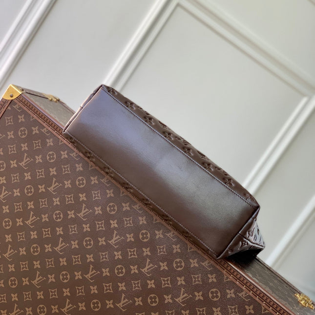 COUSSIN MM 38 IN CHOCOLATE MONOGRAM EMBOSSED CALFSKIN GOLD HARDWARE