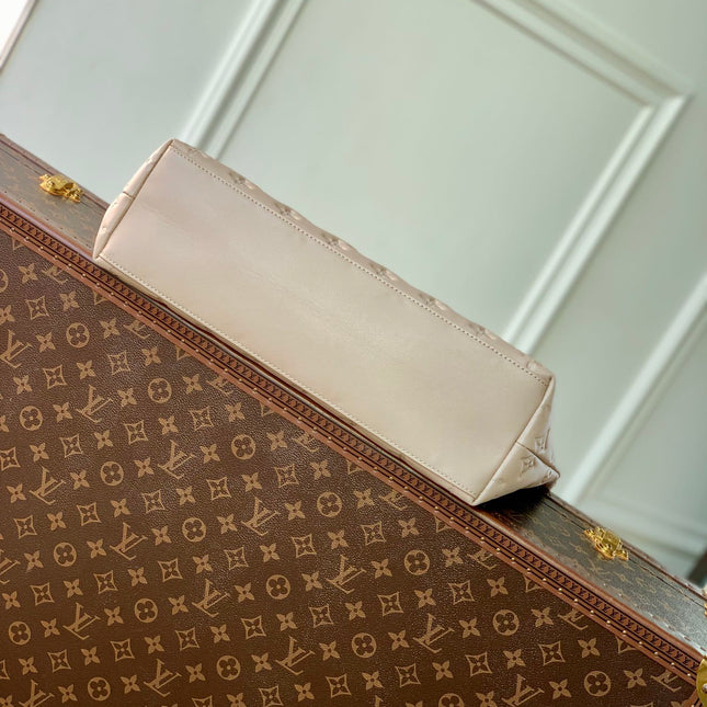 COUSSIN MM 38 IN BEIGE MONOGRAM EMBOSSED CALFSKIN GOLD HARDWARE