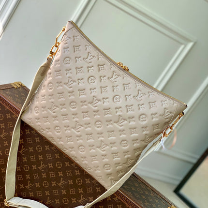COUSSIN MM 38 IN BEIGE MONOGRAM EMBOSSED CALFSKIN GOLD HARDWARE