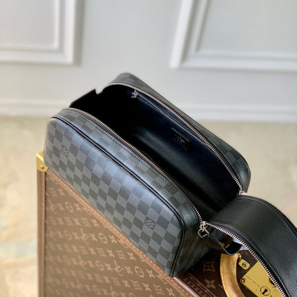 DOPP KIT 28 IN BLACK DAMIER GRAPHITE CANVAS