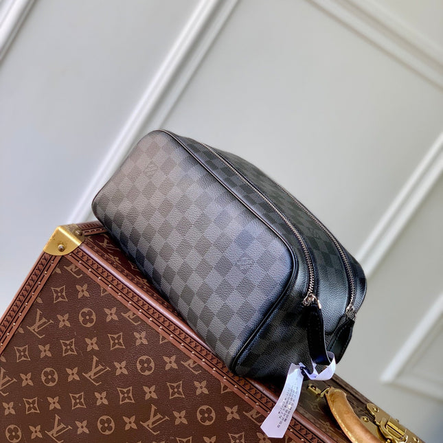 DOPP KIT 28 IN BLACK DAMIER GRAPHITE CANVAS