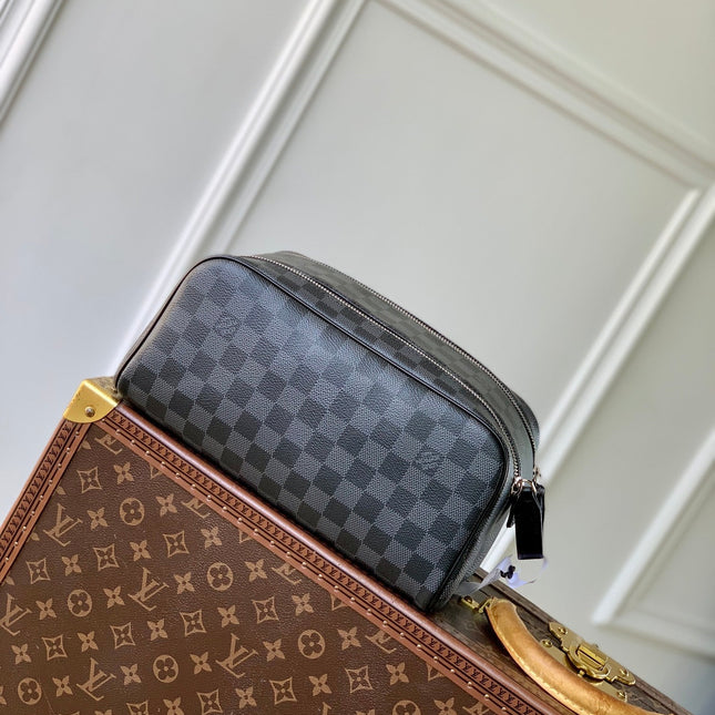 DOPP KIT 28 IN BLACK DAMIER GRAPHITE CANVAS