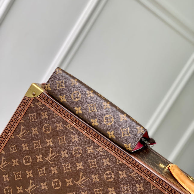 GASTON WEARABLE WALLET 18 IN BROWN MONOGRAM CANVAS MIX PINK CALFSKIN