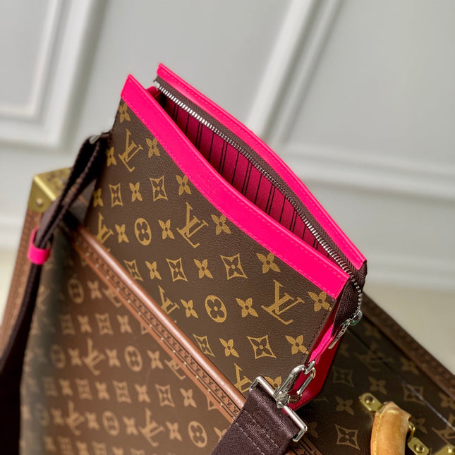 GASTON WEARABLE WALLET 18 IN BROWN MONOGRAM CANVAS MIX PINK CALFSKIN