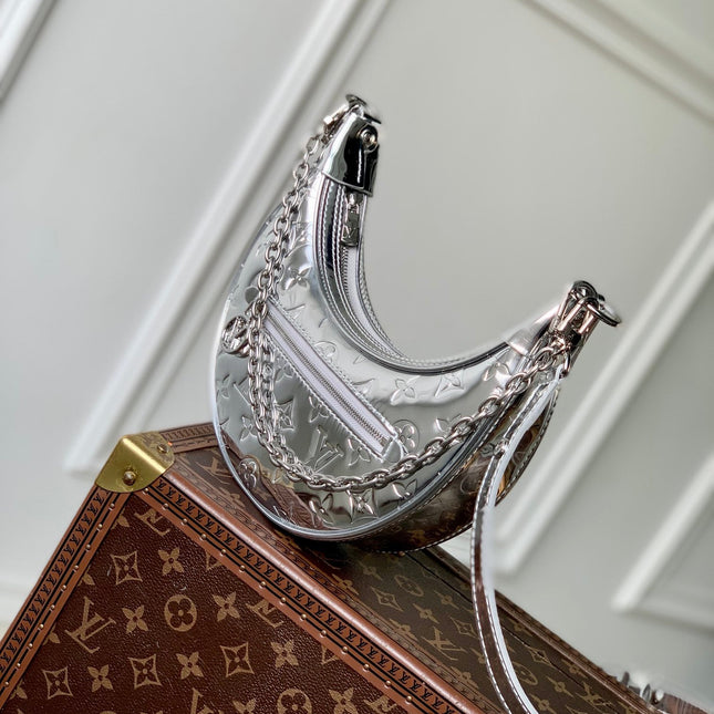 LOOP 23 IN SILVER MONOGRAM EMBOSSED CALFSKIN