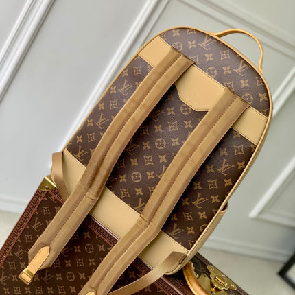 OUTDOOR BACKPACK 44 IN BEIGE CALFSKIN AND BROWN MONOGRAM CANVAS
