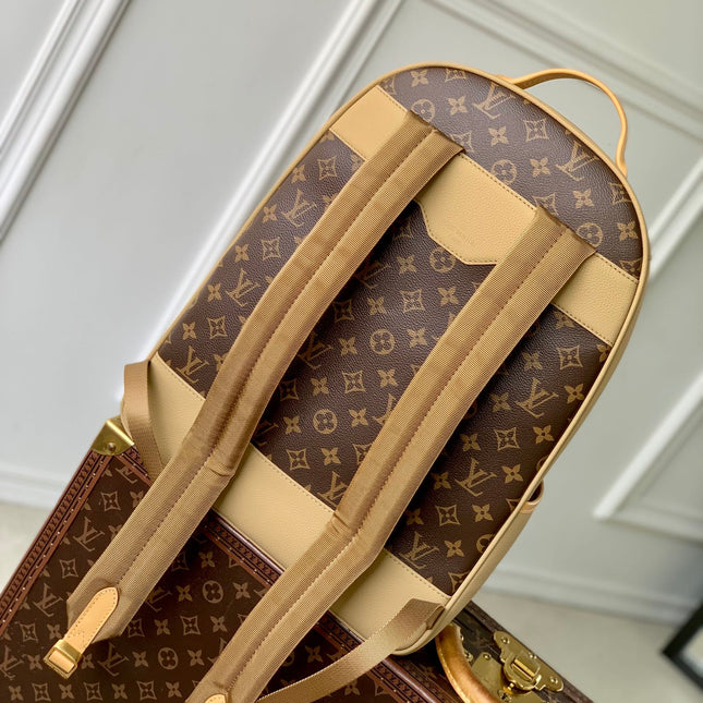 OUTDOOR BACKPACK 44 IN BEIGE CALFSKIN AND BROWN MONOGRAM CANVAS