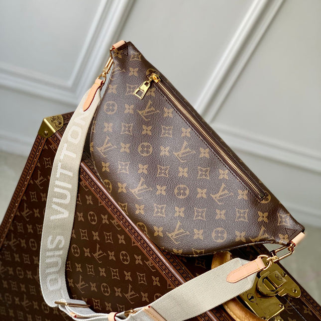 HIGH RISE FANNY PACK 38 IN BROWN MONOGRAM CANVAS