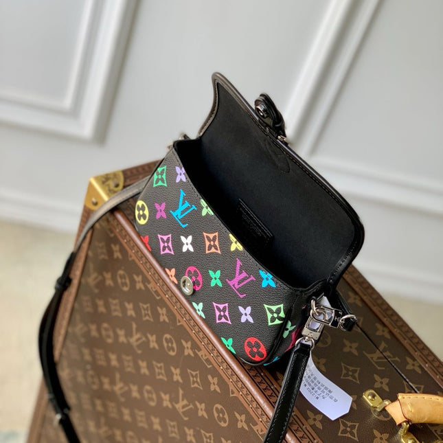 DIANE NANO BAG 19 IN MULTICOLOR MONOGRAM CANVAS AND BLACK COWHIDE