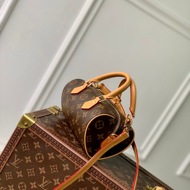 NANO SPEEDY DATING 18 IN BROWN COATED CANVAS GOLD HARDWARE