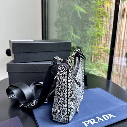 PRA 22 SATIN MINI-BAG WITH FULLY RHINSTONES