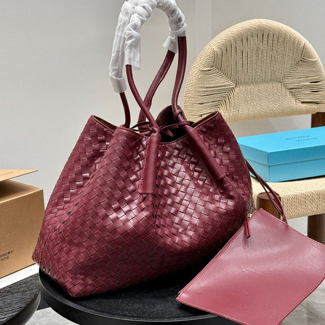 PINACOTECA TOTE BAG 38 IN BURGUNDY CALFSKIN