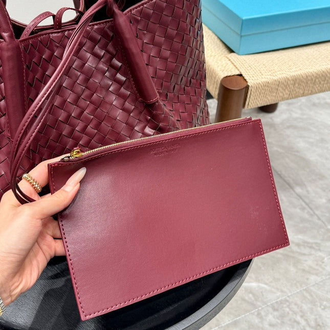 PINACOTECA TOTE BAG 38 IN BURGUNDY CALFSKIN