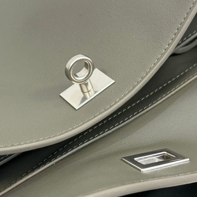 RODEO MEDIUM BAG 35 IN KHAKI GREEN SMOOTH CALFSKIN SILVER HARDWARE