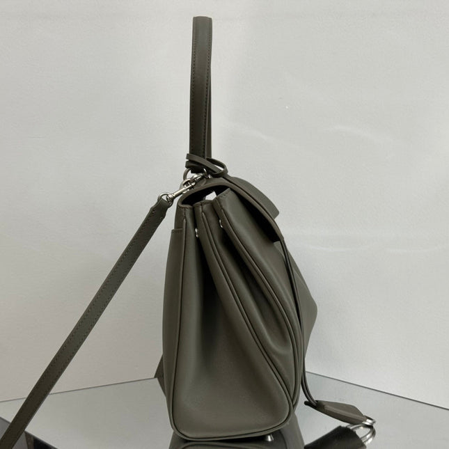 RODEO MEDIUM BAG 35 IN KHAKI GREEN SMOOTH CALFSKIN SILVER HARDWARE