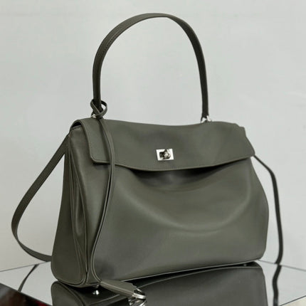 RODEO MEDIUM BAG 35 IN KHAKI GREEN SMOOTH CALFSKIN SILVER HARDWARE
