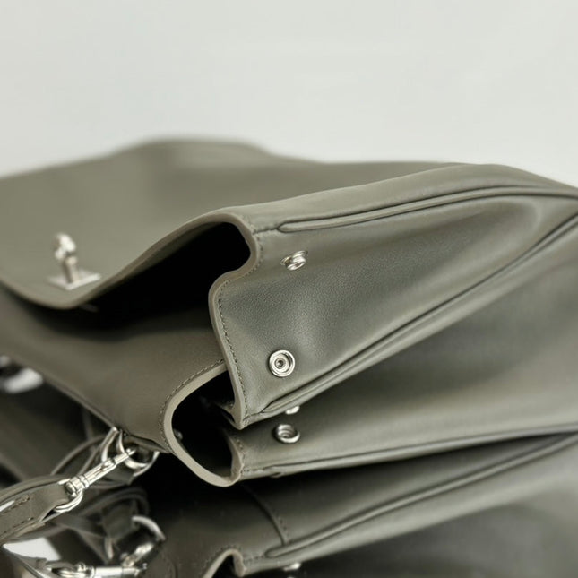 RODEO MEDIUM BAG 35 IN KHAKI GREEN SMOOTH CALFSKIN SILVER HARDWARE