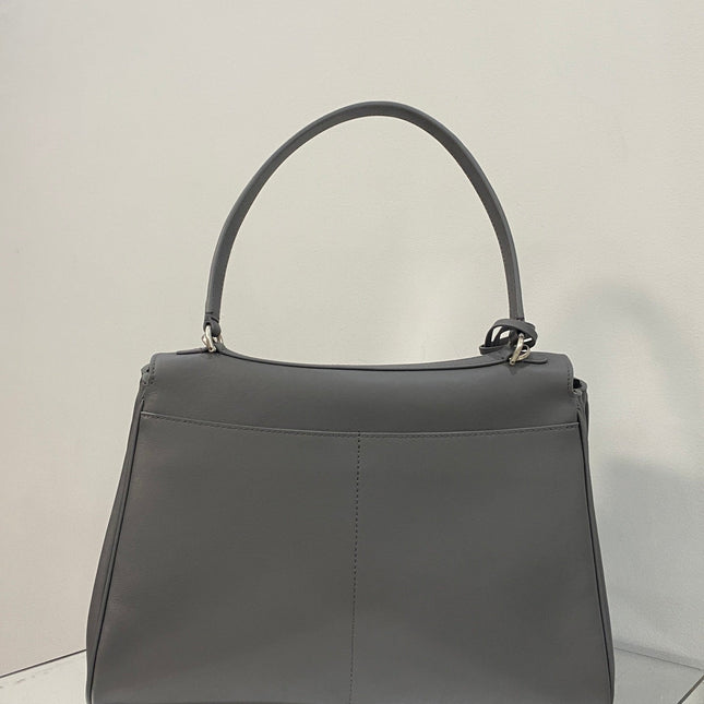 RODEO MEDIUM BAG 35 IN GREY SMOOTH CALFSKIN SILVER HARDWARE