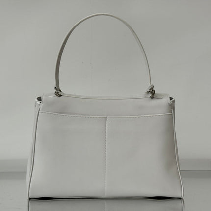 RODEO MEDIUM BAG 35 IN WHITE SMOOTH CALFSKIN SILVER HARDWARE