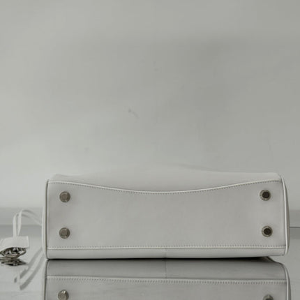 RODEO MEDIUM BAG 35 IN WHITE SMOOTH CALFSKIN SILVER HARDWARE